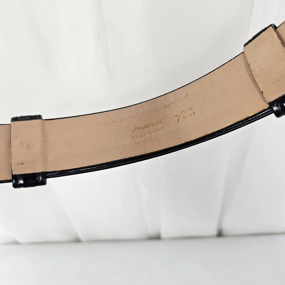 Vintage Imperial Belt Corporation Black Ornate Gold Roped Metal Buckle Belt
